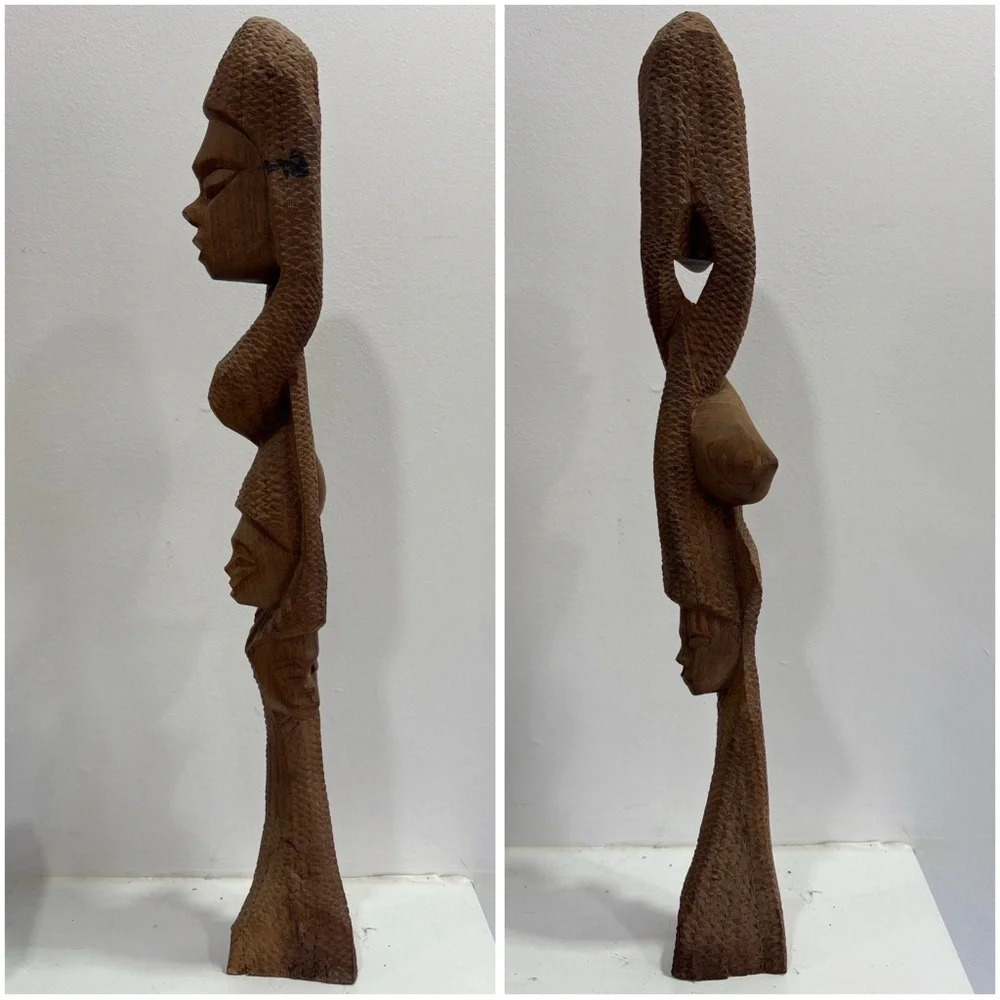 Hand Carved Wood Tribal Totem Statue - Picture 11 of 13